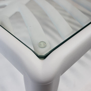 Tavolino salotto struttura polipropilene e piano vetro 70x70x32 cm