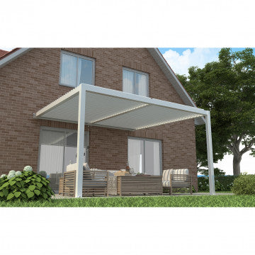 Pergola bioclimatica addossata alluminio lamelle orientabili 3x4m
