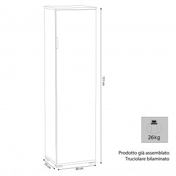 Portascope in truciolare bilaminato bianco, 40x33x151 cm