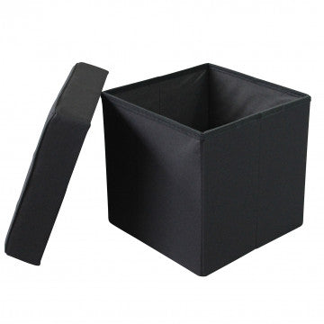 Pouf contenitore quadrato in tessuto nero 38x38x40 cm