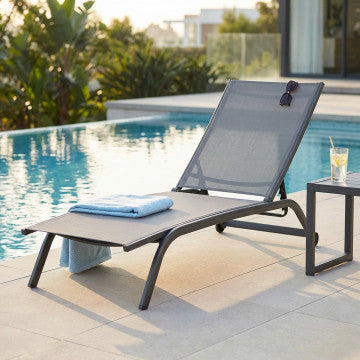 Lettino impilabile struttura alluminio verniciato textilene 190x61x92,5 cm