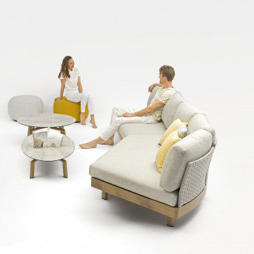 Divano destro 3 posti con cuscini, struttura alluminio, 217x126x71 cm