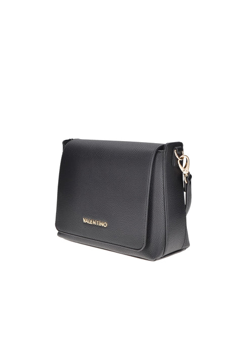 Valentino Bags Borsa A Spalla In Ecopelle Con Chiusura A Patta E Logo Frontale Tracolla In Tessuto 27x20x11 Cm