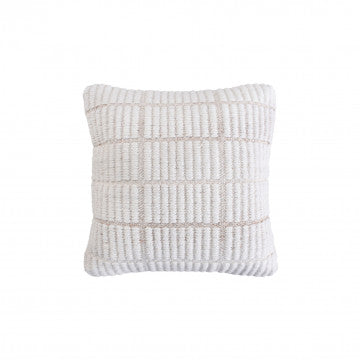 Cuscino in lana avorio con decoro, dimensioni 45x45x45 cm