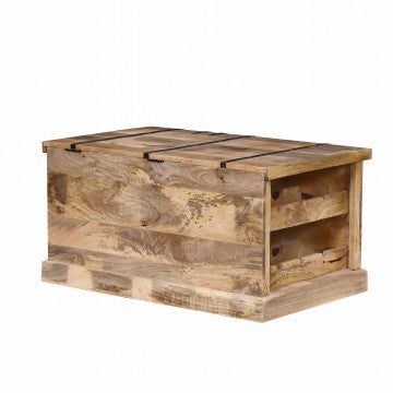 Tavolino in legno di mango con porta bottiglie, 100x60x50 cm