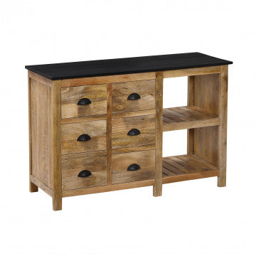 Mobile in legno di mango con 2 ante e 11 cassetti 120x45x80 cm