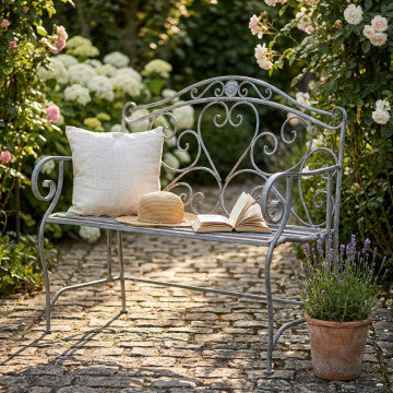 Panca in acciaio verniciato bianco ossidato, 103x54x95 cm, peso 10 kg