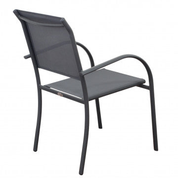Poltrona impilabile struttura alluminio seduta schienale textilene 56x63x86cm