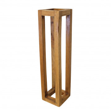 Fioriera media in legno riciclato, dimensioni 18x18x75 cm, colore marrone