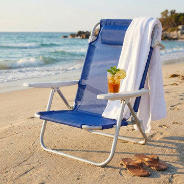 Sedia da spiaggia struttura alluminio Ø22mm portata 100kg braccioli regolabili