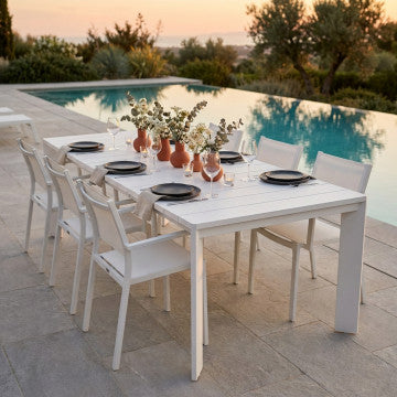 Tavolo alluminio verniciato bianco 200/250x100x75cm struttura