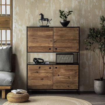 Mobile in legno di pino riciclato, 100x40x131 cm, colore marrone