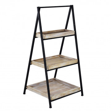 Mobile in ferro e legno con 3 ripiani, dimensioni 52x41x99,5 cm