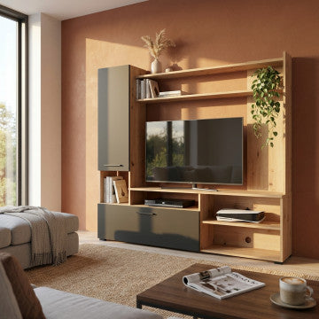 Soggiorno rovere artigiano e nero, truciolare bilaminato, 168,5x35x157 cm