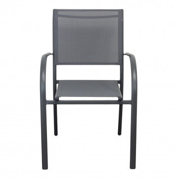 Poltrona impilabile struttura alluminio seduta schienale textilene 56x63x86cm