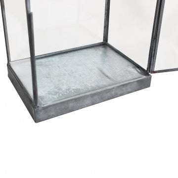 Lanterna metallo e vetro grigia, dimensioni 18x12,5x41 cm