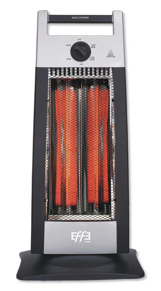 Riscaldatore al Carbonio con oscillazione automatica, potenza regolabile 450/900W. Design compatto e sicuro per riscaldamento domestico.