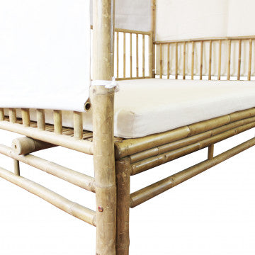 Divano letto in legno di bamboo con cuscino, 210x150x240 cm