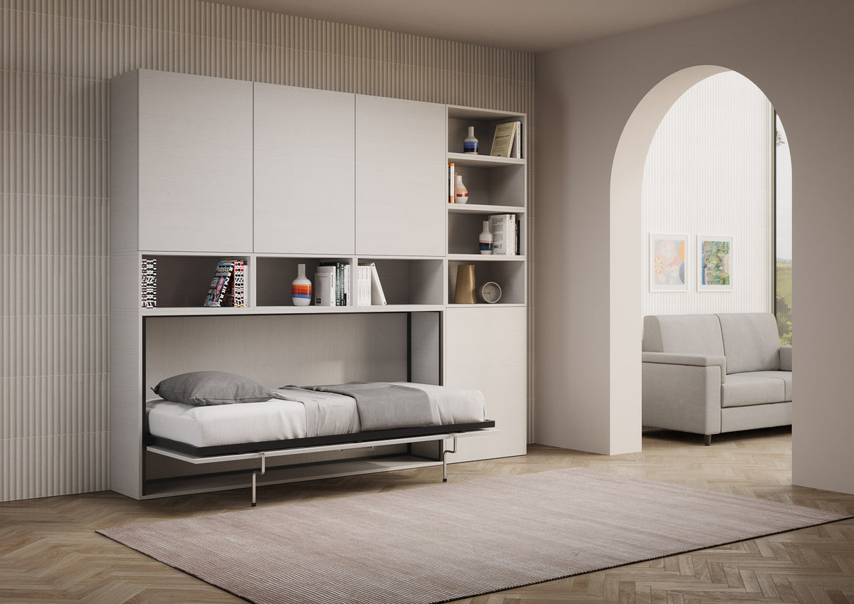 Itamoby Letto a scomparsa singolo orizzontale Kando con materasso e composizioni disponibili