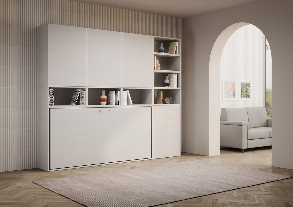 Letto a scomparsa singolo orizzontale Kando con materasso e composizioni disponibili