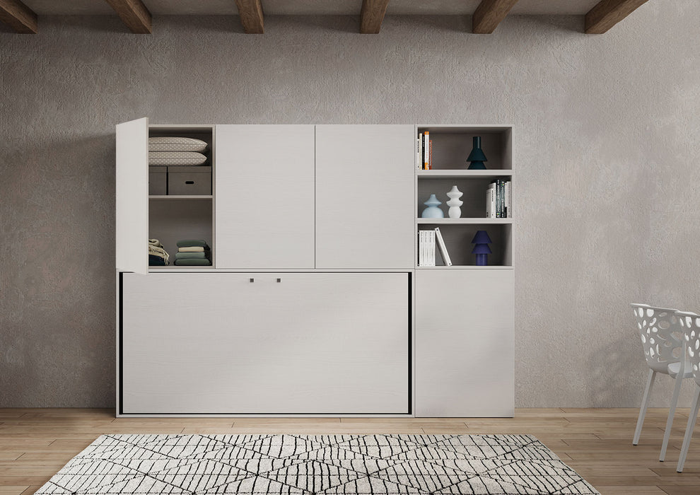 Letto a scomparsa singolo orizzontale Kando con materasso e composizioni disponibili