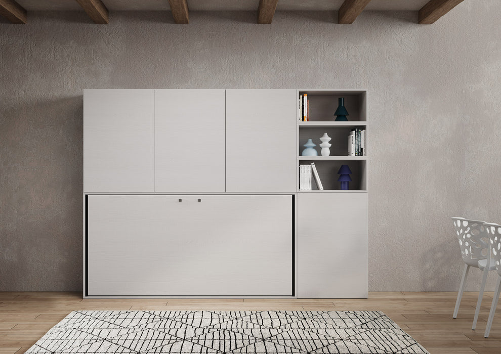 Letto a scomparsa singolo orizzontale Kando con materasso e composizioni disponibili