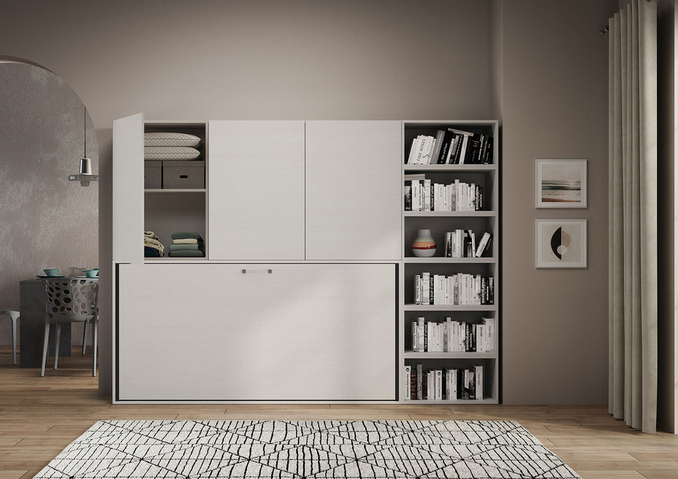 Letto a scomparsa singolo orizzontale Kando con materasso e composizioni disponibili