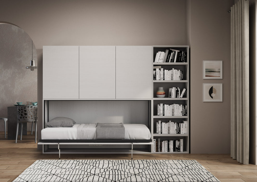 Letto a scomparsa singolo orizzontale Kando con materasso e composizioni disponibili