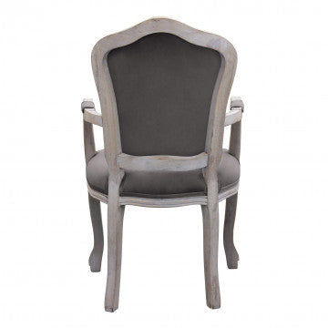 Poltrona in velluto taupe con struttura in legno 55x51x100 cm
