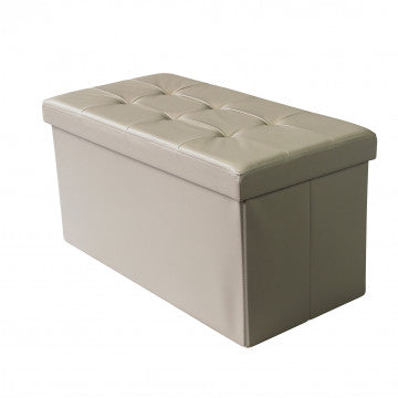 Pouf contenitore rettangolare in ecopelle, 76x38x38 cm, rosa pallido