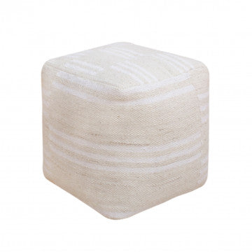 Pouf in lana avorio, forma cubica 40x40x40 cm, peso 1,85 kg
