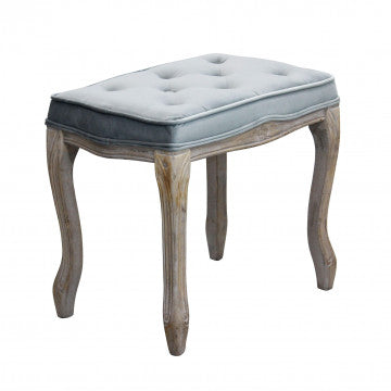 Sgabello in legno e velluto grigio, dimensioni 50x36x47 cm