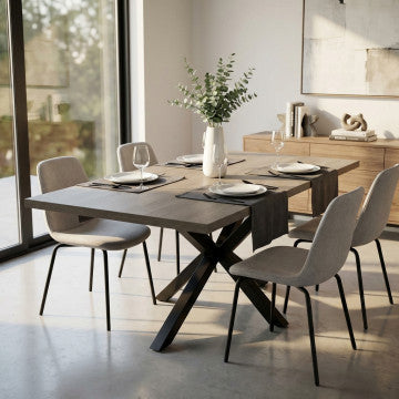 Tavolo allungabile piano melamina grigio 160/200 x 90 cm