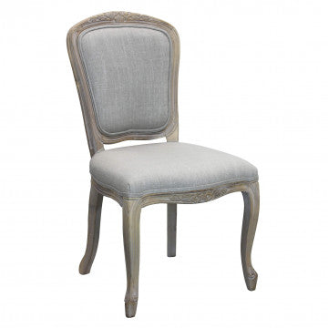 Sedia in legno e tessuto grigio, dimensioni 52x49x90 cm