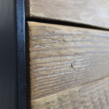 Mobile 4 ante in legno pino riciclato naturale e nero 180x48x76 cm