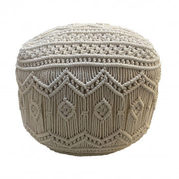 Pouf Milas in cotone bianco, peso 4 kg, struttura imbottita
