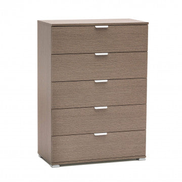 Mobiletto 5 cassetti rovere grigio 75x38x103 cm truciolare