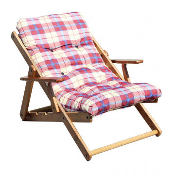 Poltrona relax 3 posizioni con cuscino in legno e cotone 84x60x100cm