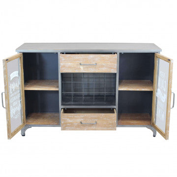 Mobile in legno e acciaio, dimensioni 124x39,5x80 cm, peso 30 kg