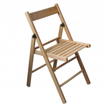 Chaise pliante en bois de hêtre marron naturel