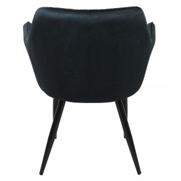 Poltrona con struttura in metallo e rivestimento in velluto nero