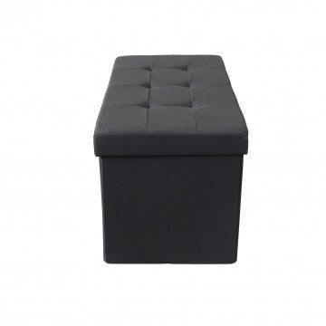 Pouf contenitore rettangolare in tessuto nero 76x38x38 cm