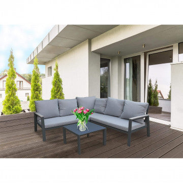 Salotto Angolare Surabaya Poliestere Antracite 213x86x82h cm