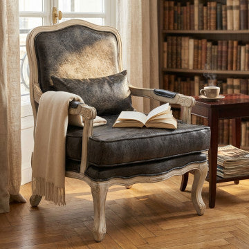 Poltrona in ecopelle vintage grigio scuro, legno, 64x72x92 cm