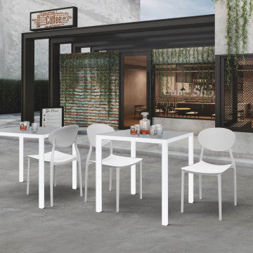 Tavolo autolivellante in acciaio verniciato bianco 70x70 cm altezza 74