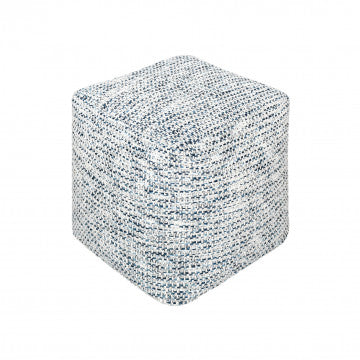 Pouf quadrato 40x40x40 cm in cotone avorio con decoro