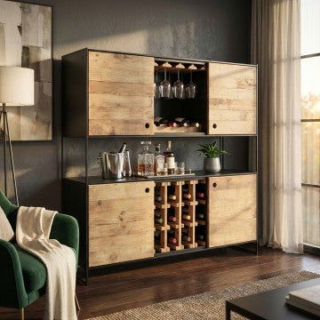 Mobile in legno di pino riciclato, 100x40x131 cm, colore marrone