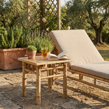 Tavolino quadrato in bamboo, dimensioni 45x45x45 cm, colore marrone
