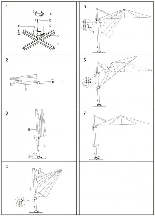 Ombrellone Saturno Bianco P/L 3 x 4 - Dimensioni: m 3 x 4 Ombrelloni e parasole Hobby Shop Solution   