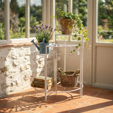 Étagère 3 piani metallo verniciato bianco antico 46x32x57 cm